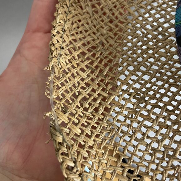 Vintage DPC Dorfman Pacific Co Straw Hat Tropical Trim Parrots Floral Vacation - Picture 10 of 14